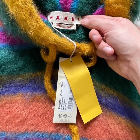 Marni Brushed Fuzzy Wuzzy Mohair Striped Hoodie Sweater - Picture 6 of 6